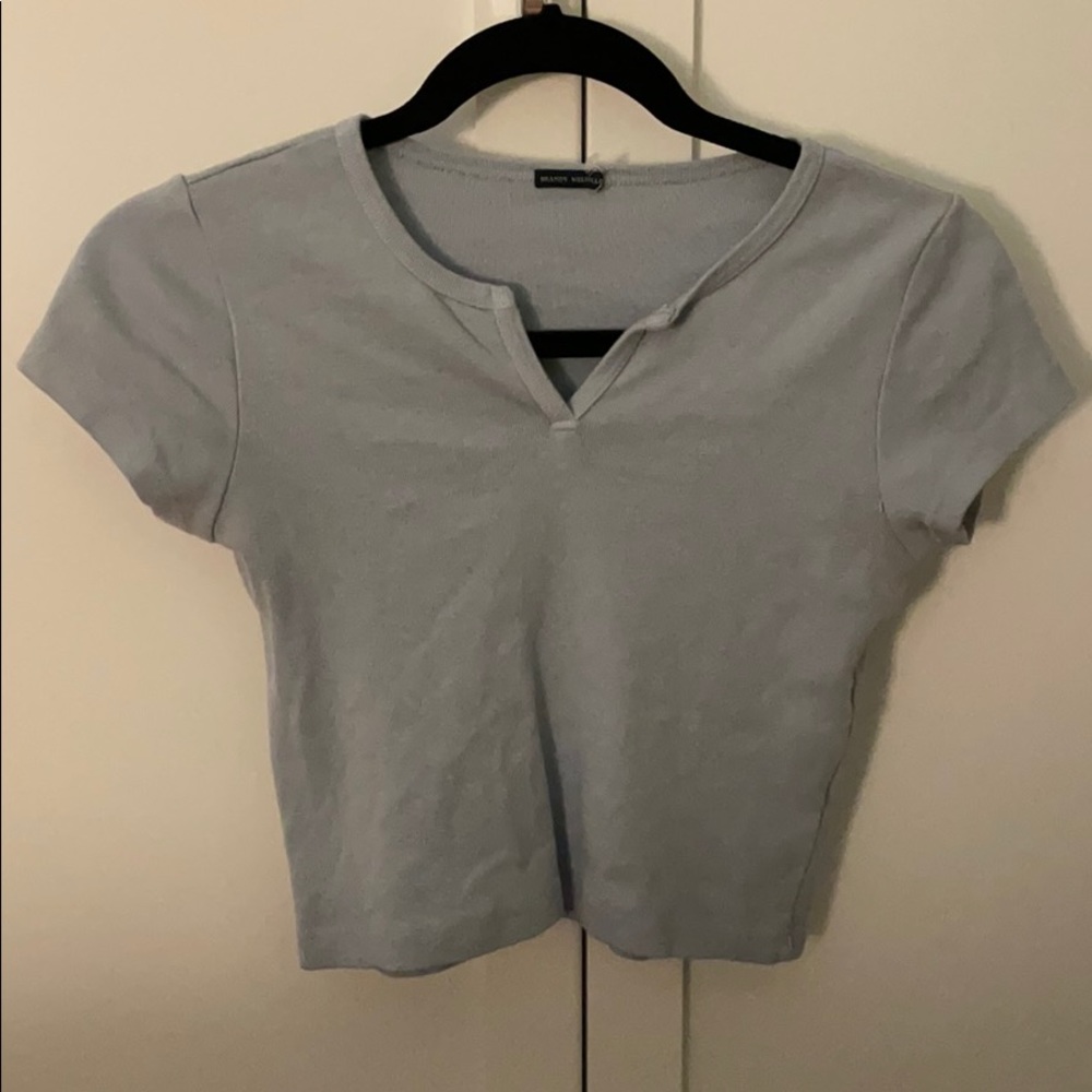 baby blue brandy melville notch neck tee